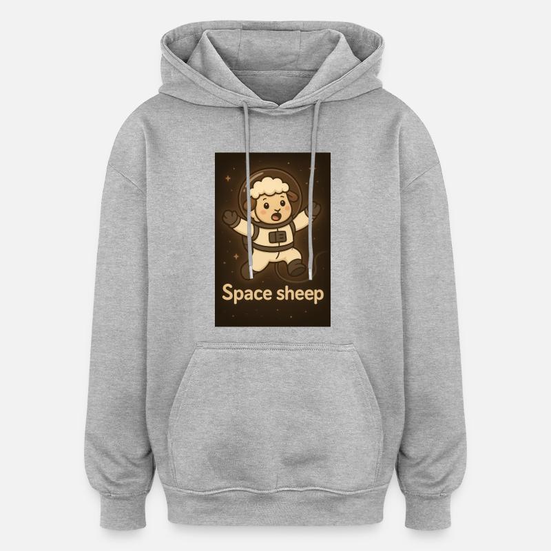 Space sheep - Sweat à capuche oversize unisexe - gris chiné