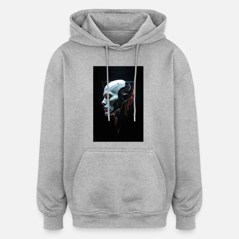 MAD-MND : Machine - Sweat à capuche oversize unisexe - gris chiné