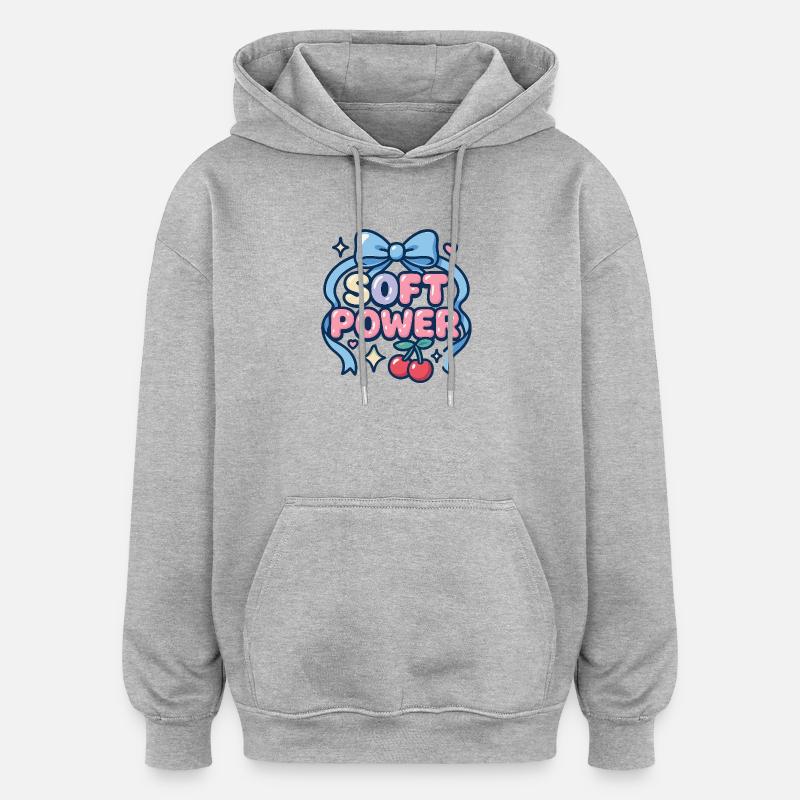 Soft Power – Boucle Kawaii - Sweat à capuche oversize unisexe - gris chiné