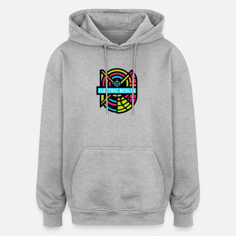 Berlin électrique - Sweat à capuche oversize unisexe - gris chiné