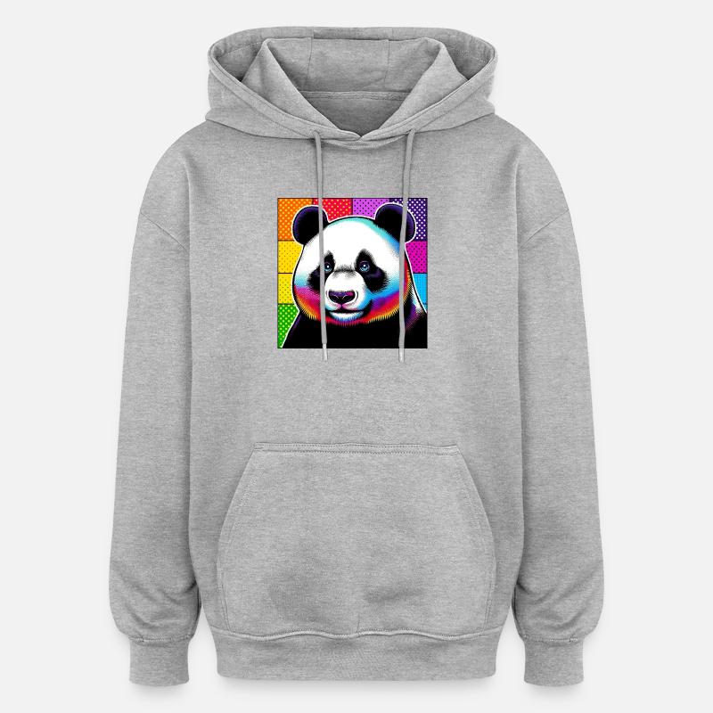 panda - Sweat à capuche oversize unisexe - gris chiné