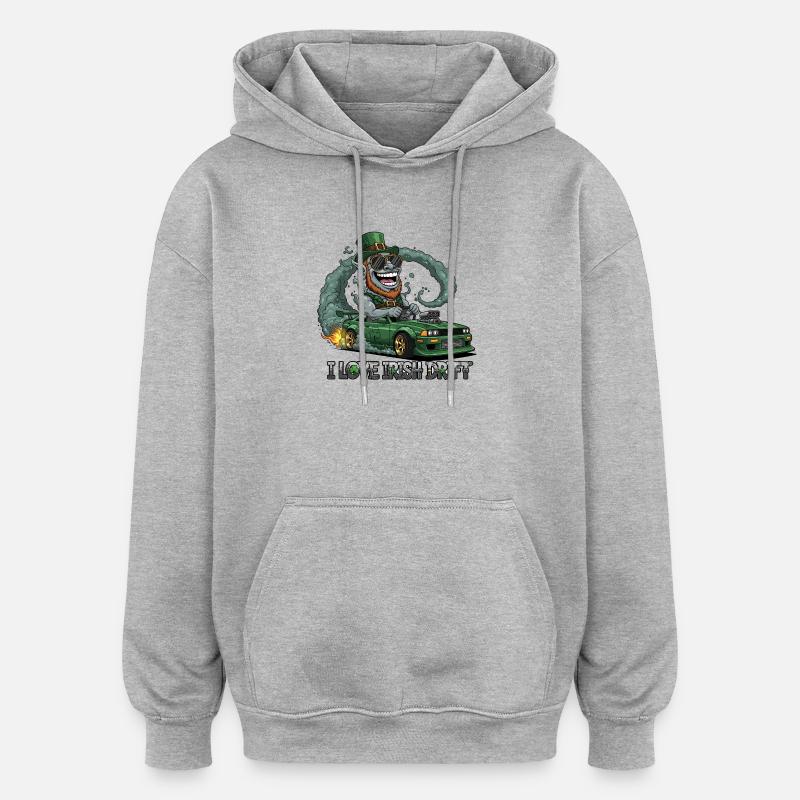 Saint-Patrick Cascade Drifting Design - Sweat à capuche oversize unisexe - gris chiné