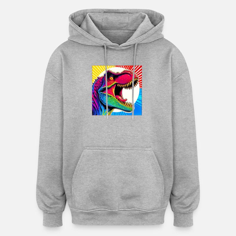 Dinosaurier - Oversized Unisex Hoodie - Grau meliert