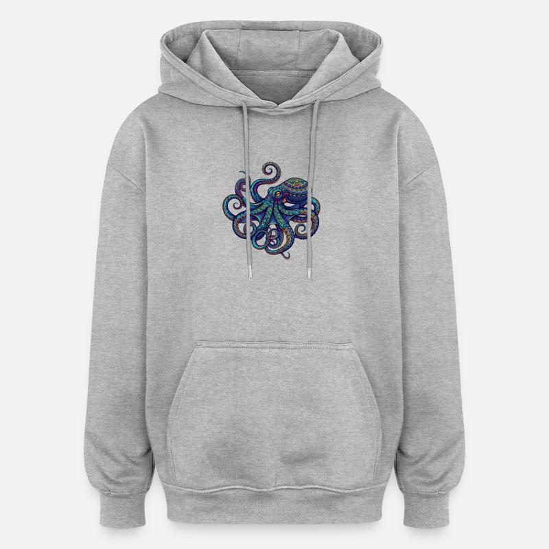 Pieuvre - Sweat à capuche oversize unisexe - gris chiné