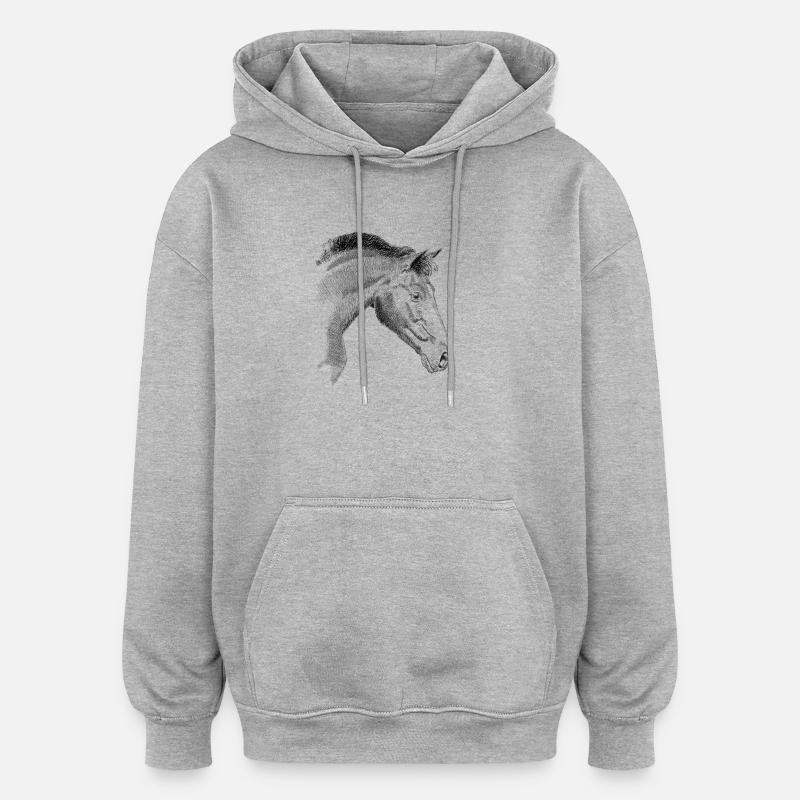 Cheval - Sweat à capuche oversize unisexe - gris chiné