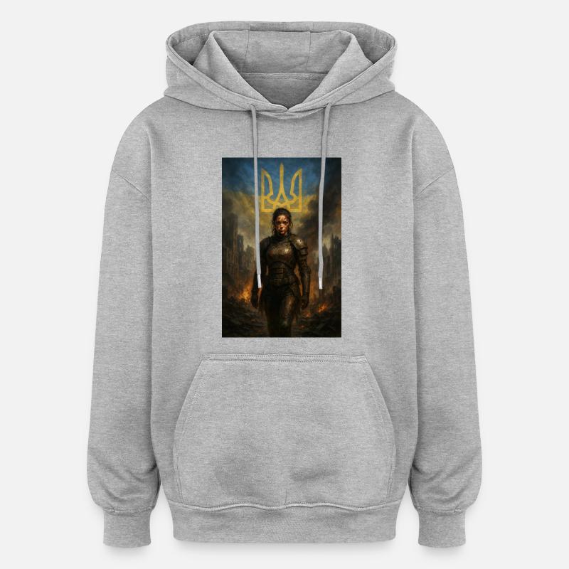 Mère Ukraine - Sweat à capuche oversize unisexe - gris chiné