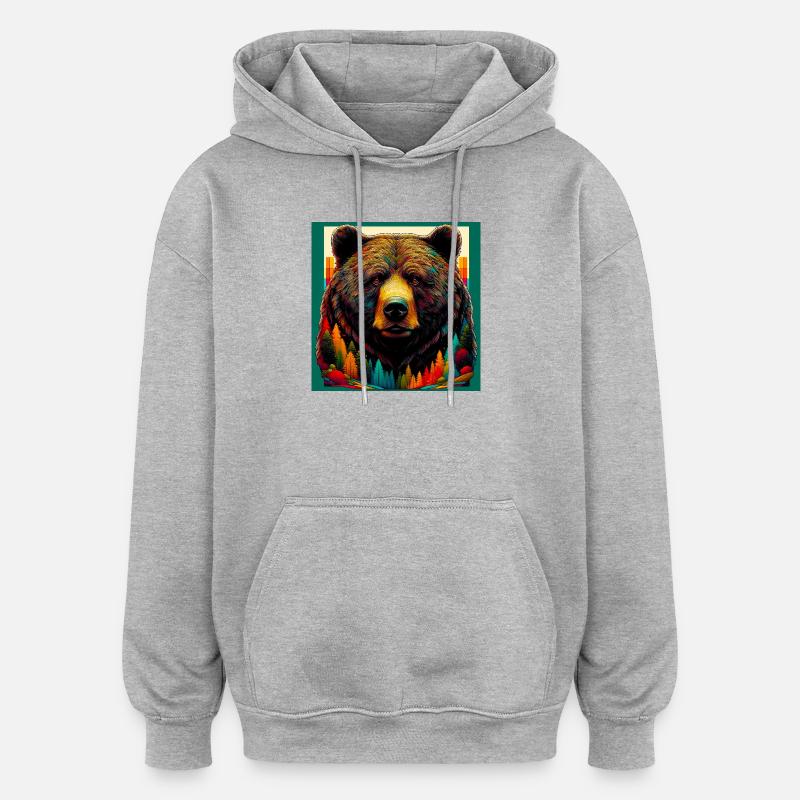 ours - Sweat à capuche oversize unisexe - gris chiné