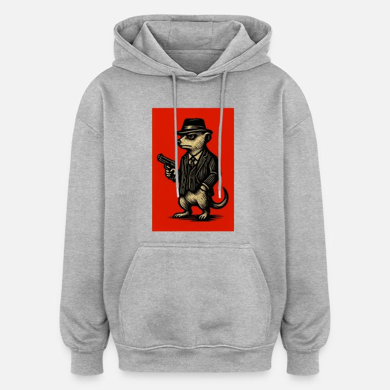 Suricate Bande Dessinée Elder 4 - Sweat à capuche oversize unisexe - gris chiné