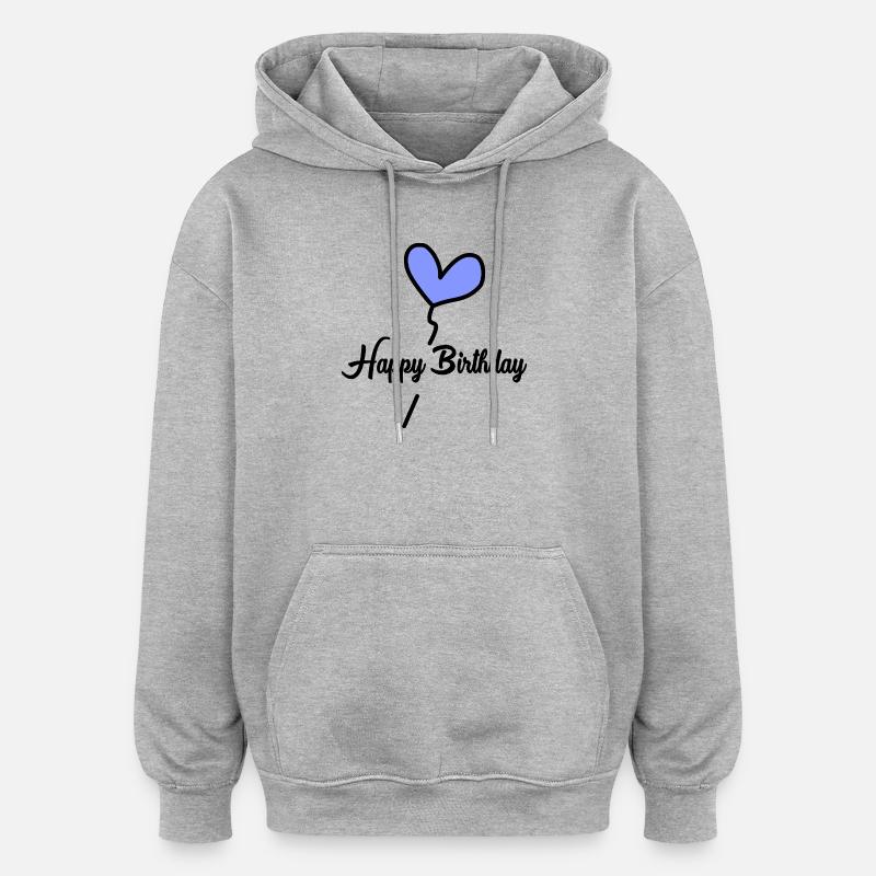BURSDAG. GRATULERER MED DAGEN. GRATULERER MED DAGEN. - Oversized unisex-hettegenser - gråmelert
