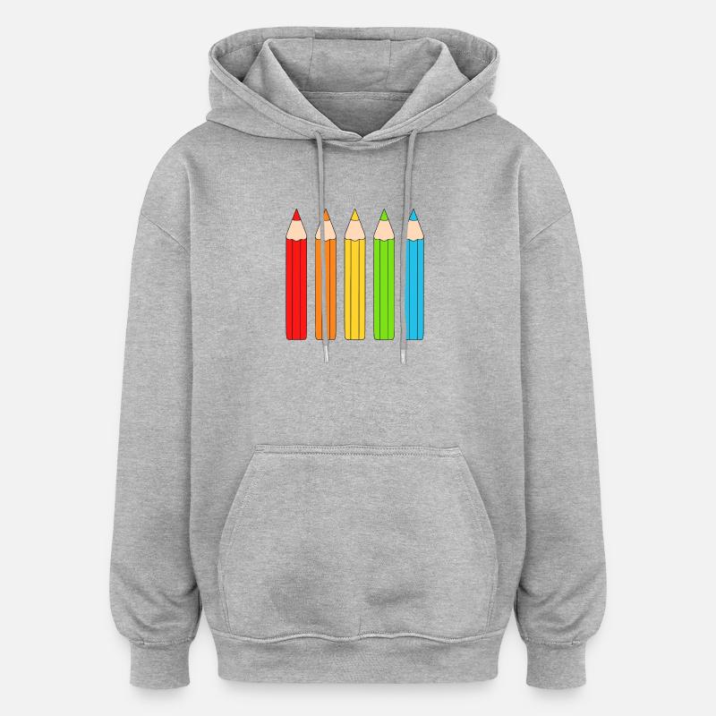 Lebendiges Farbstift-Array-Design - Oversized Unisex Hoodie - Grau meliert