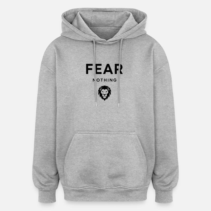 Fear Nothing Bold Lion Design - Sweat à capuche oversize unisexe - gris chiné