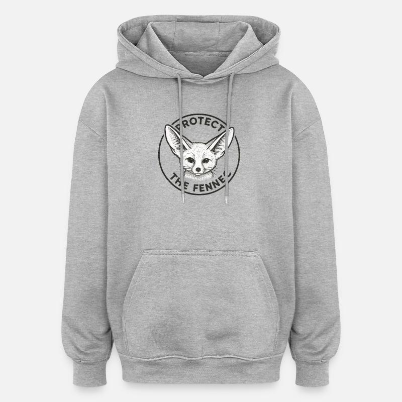 Protéger le Fennec - Sweat à capuche oversize unisexe - gris chiné