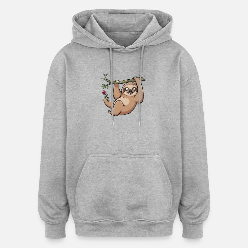 Faultier - Oversized Unisex Hoodie - Grau meliert