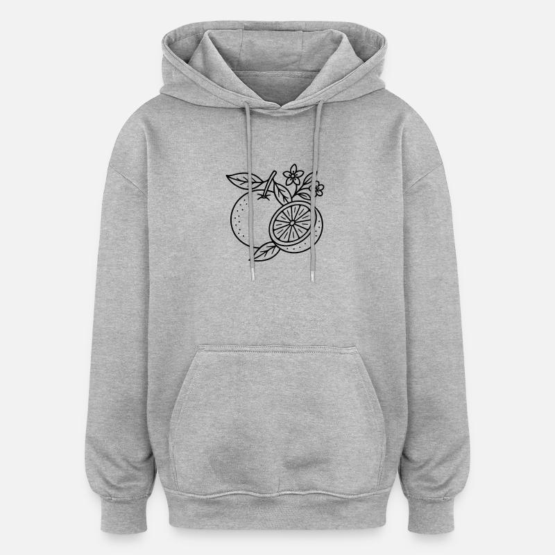 Oranges à fleurs - Sweat à capuche oversize unisexe - gris chiné