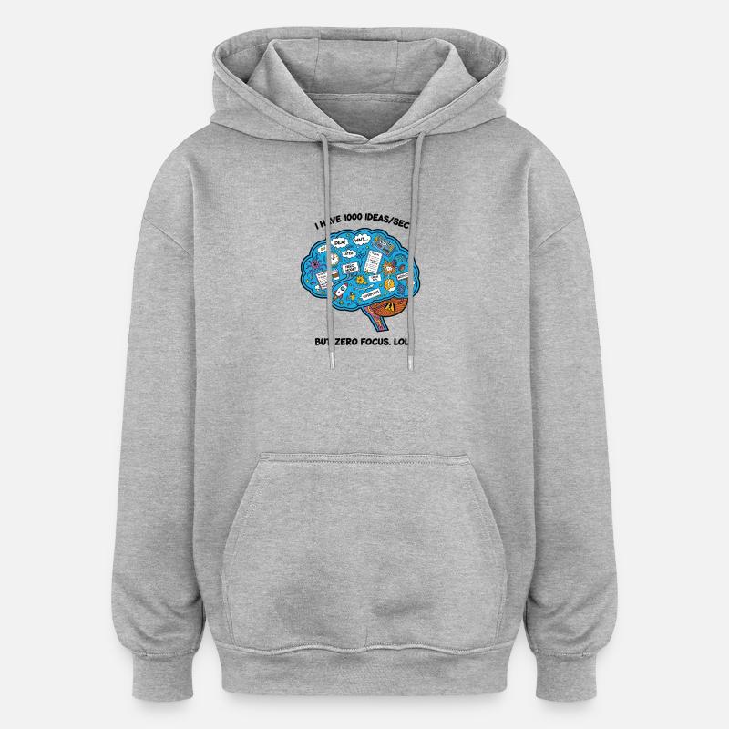 Illustration de brainstorming créative - Sweat à capuche oversize unisexe - gris chiné