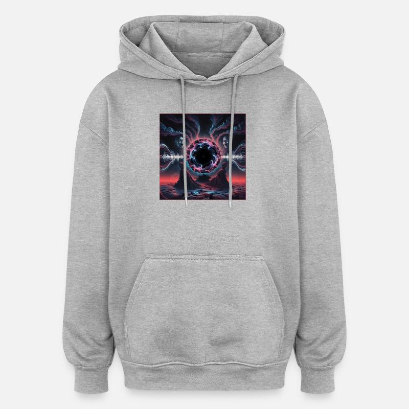Cosmic Rift Dreamscape Design - Sweat à capuche oversize unisexe - gris chiné