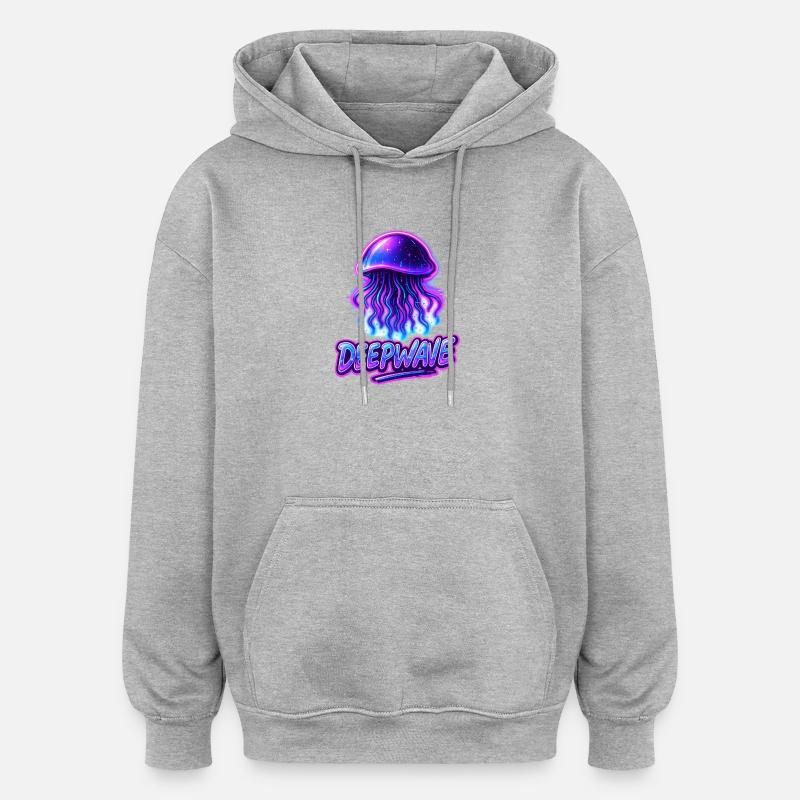 Neon Qualle Deepwave Design - Oversized Unisex Hoodie - Grau meliert