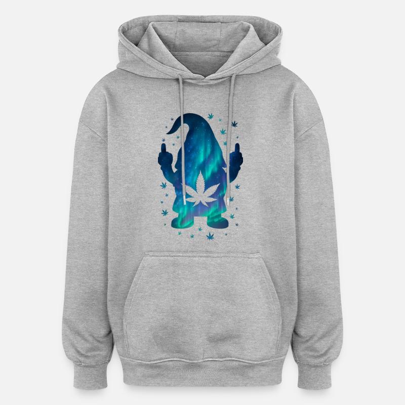 Nain galactique avec motif de cannabis - Sweat à capuche oversize unisexe - gris chiné