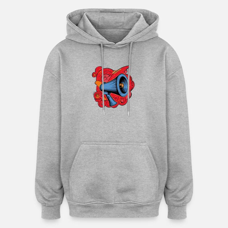 Haut-parleur graffiti avec explosions vibrantes - Sweat à capuche oversize unisexe - gris chiné