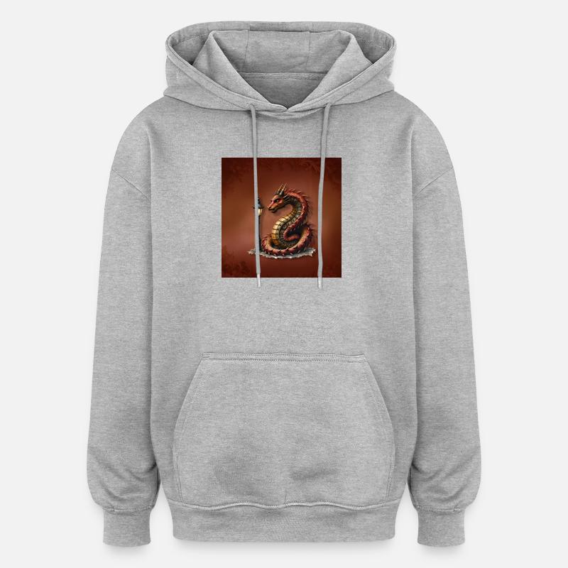 Steampunk-Drache mit Laternenpfahl - Oversized Unisex Hoodie - Grau meliert