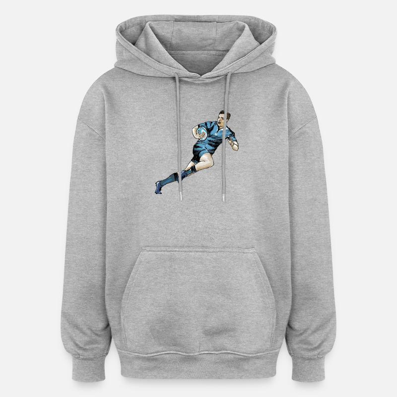 Rugby - Sweat à capuche oversize unisexe - gris chiné