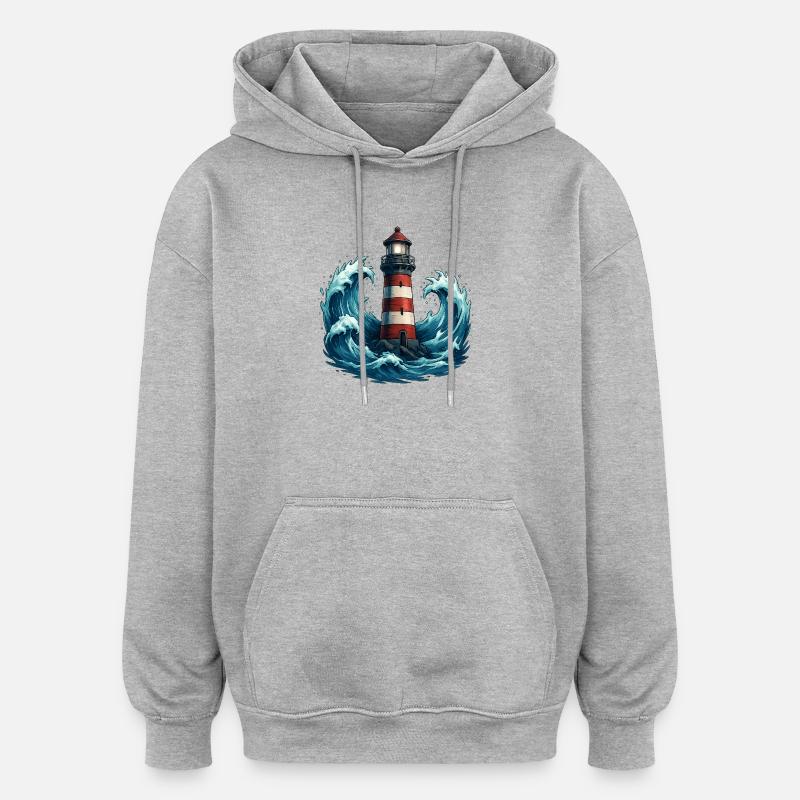 phare - Sweat à capuche oversize unisexe - gris chiné