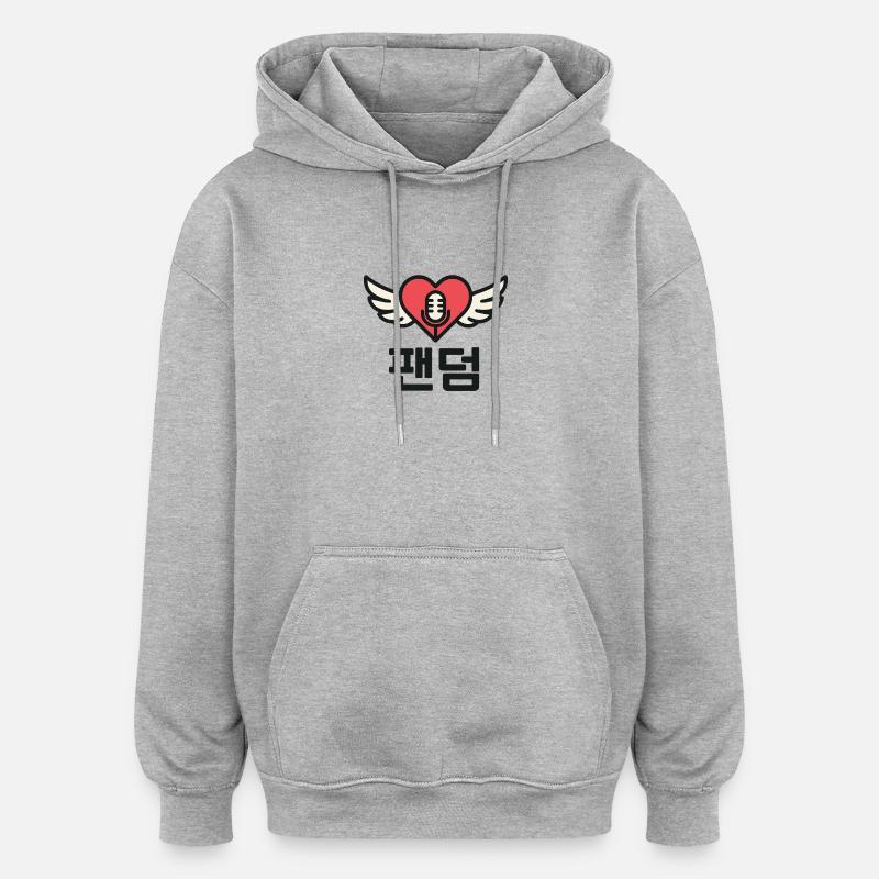 Coeur K-Pop avec aile et microphone - Sweat à capuche oversize unisexe - gris chiné
