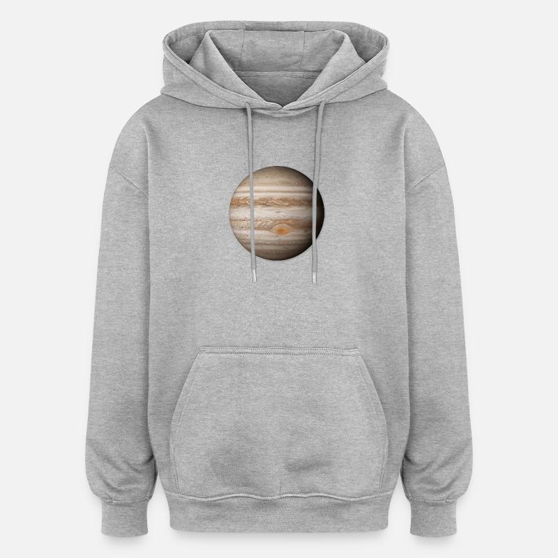 Jupiter - Planète Jupiter - Sweat à capuche oversize unisexe - gris chiné