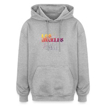 Lebendiges Stadtbild von Los Angeles - Oversized Unisex Hoodie - Grau meliert - Vorne - Noah (186cm)
