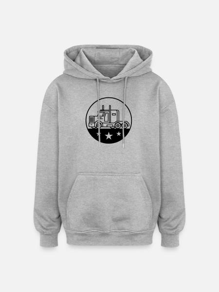 Trucker Truck Driver Logo - Oversized Unisex Hoodie - heather grey
