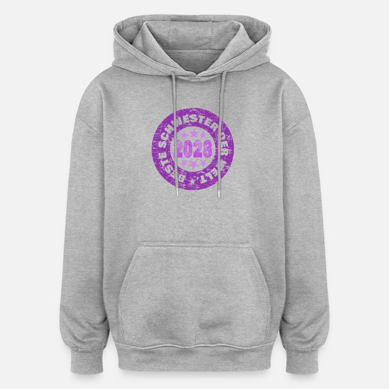 2028 - Sweat à capuche oversize unisexe - gris chiné