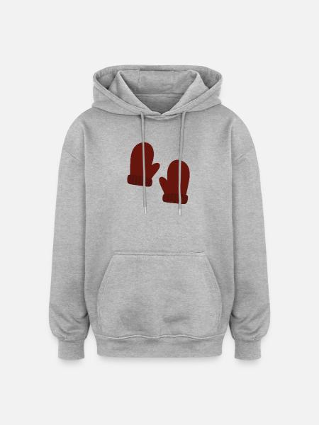 Cozy Winter Mittens Illustration - Oversized Unisex Hoodie - heather grey