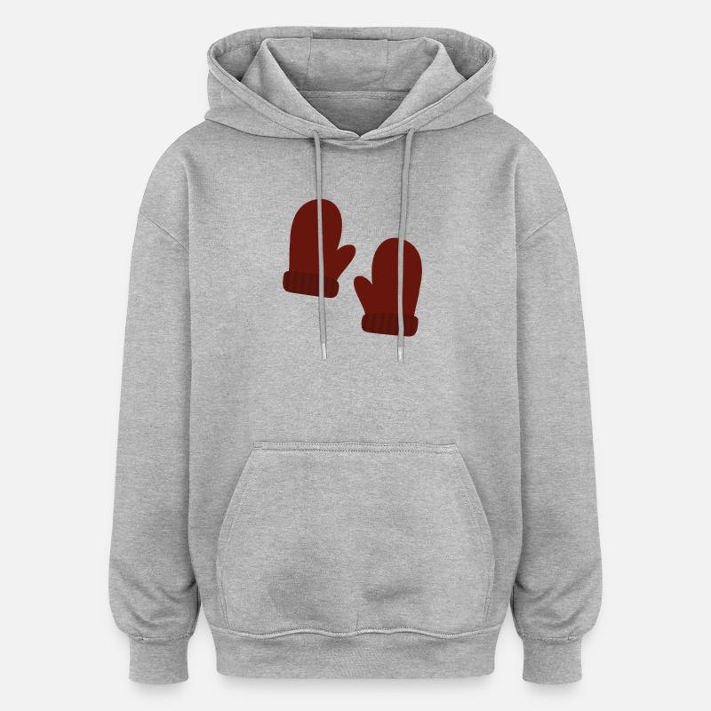 Illustration de mitaines d’hiver confortables - Sweat à capuche oversize unisexe - gris chiné
