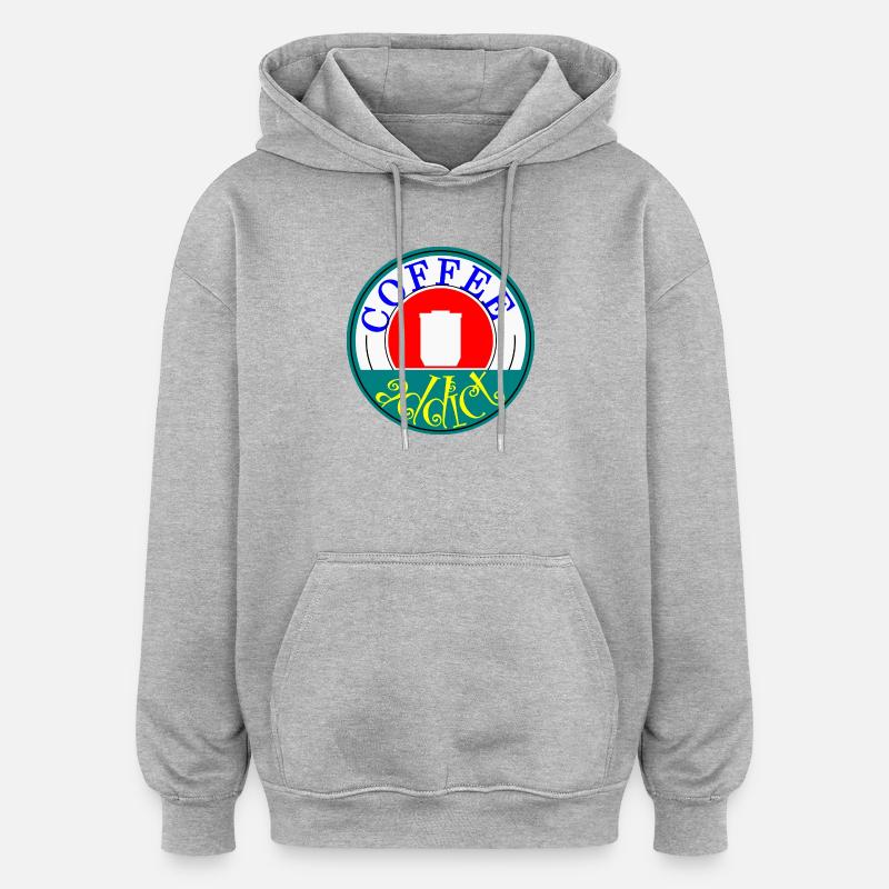 Coffee Addict Retro Abzeichen Design - Oversized Unisex Hoodie - Grau meliert