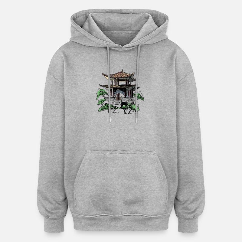 Pagode - Oversized Unisex Hoodie - Grau meliert
