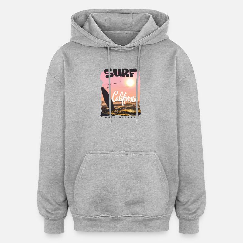 Californie Surfer Coucher de soleil - Sweat à capuche oversize unisexe - gris chiné