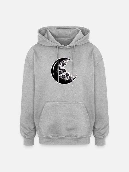 Floral Moon Phase Illustration - Oversized Unisex Hoodie - heather grey