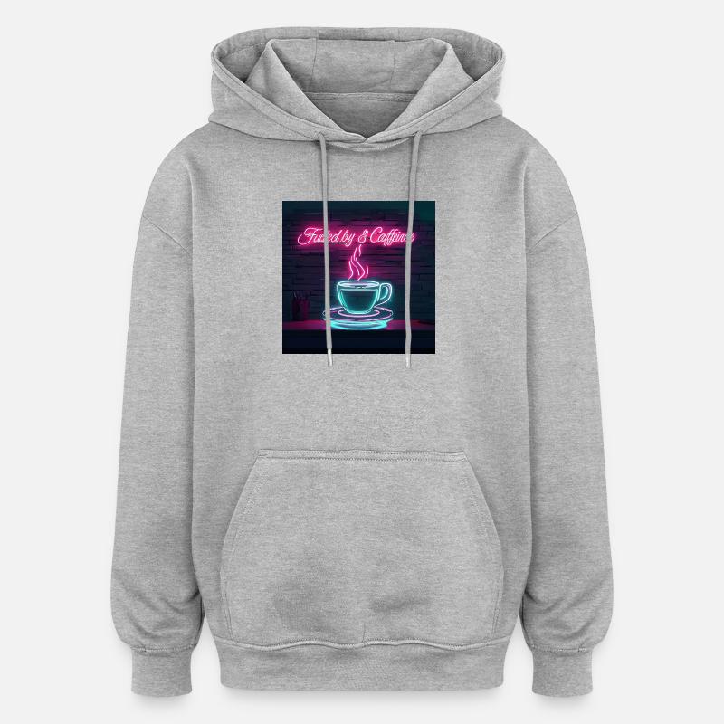 Neon Café Gâterie Citations Design - Sweat à capuche oversize unisexe - gris chiné