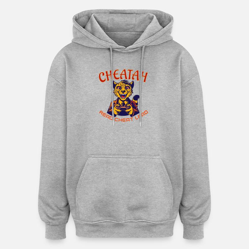 Cheatah Gaming Maskottchen Design - Oversized Unisex Hoodie - Grau meliert