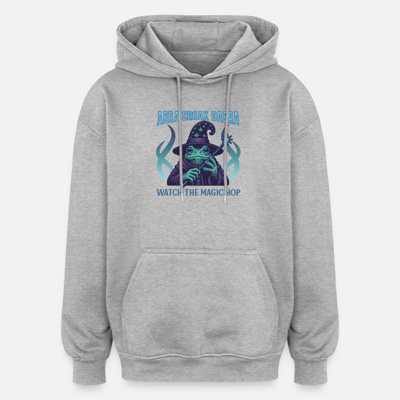 Mystical Frog Wizard T-Shirt Design - Sweat à capuche oversize unisexe - gris chiné