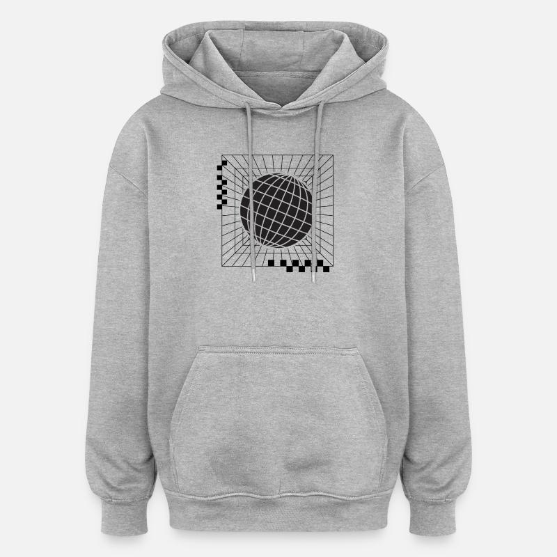 Conception géométrique de la sphère globale - Sweat à capuche oversize unisexe - gris chiné
