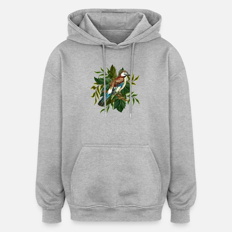 Bunter Vogel - Oversized Unisex Hoodie - Grau meliert
