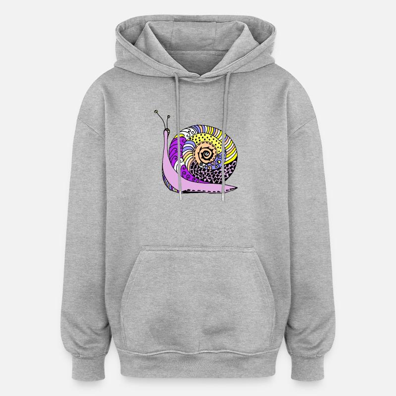 escargot - Sweat à capuche oversize unisexe - gris chiné