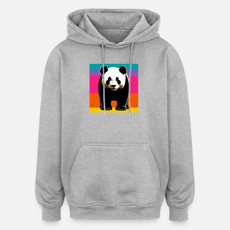 panda - Sweat à capuche oversize unisexe - gris chiné