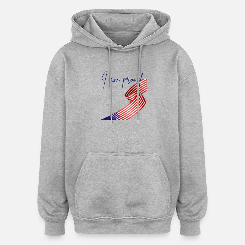 Fierté Américaine Enroulée à Drapeau - Sweat à capuche oversize unisexe - gris chiné
