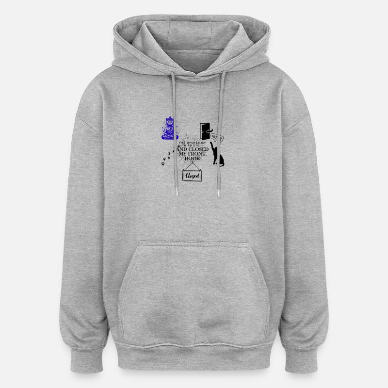 Déesse Zen en Violette et Indigo - Sweat à capuche oversize unisexe - gris chiné