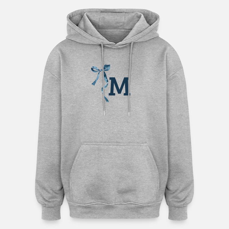 Monogramme m idée cadeau  - Sweat à capuche oversize unisexe - gris chiné