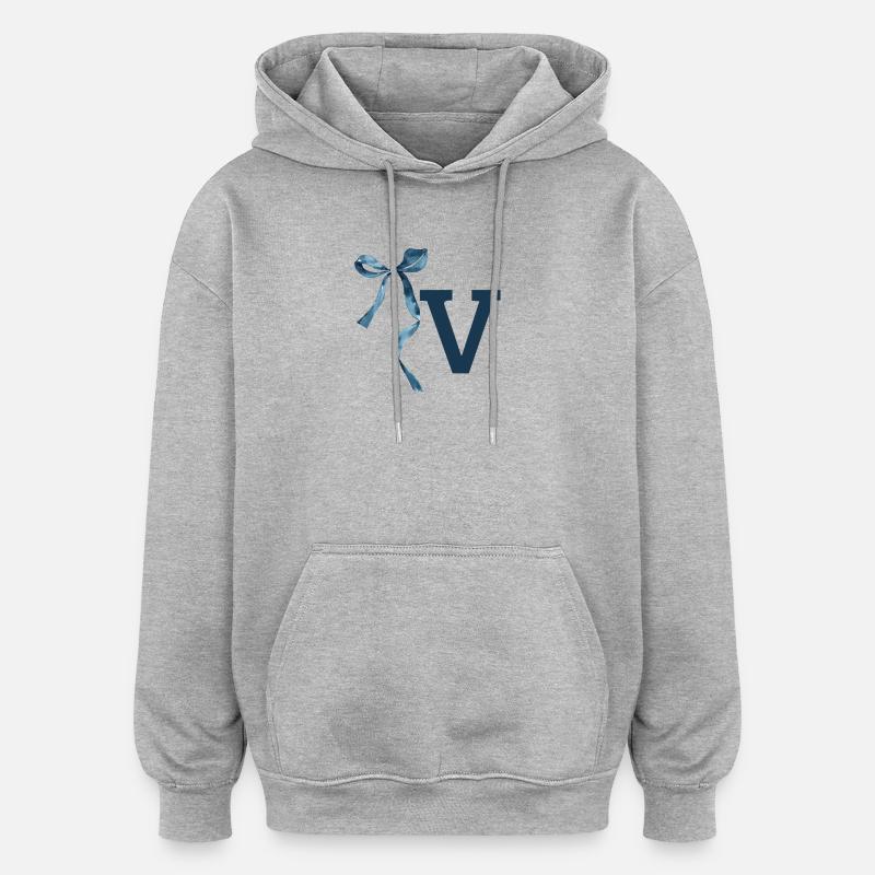Monogramme v idée cadeau  - Sweat à capuche oversize unisexe - gris chiné