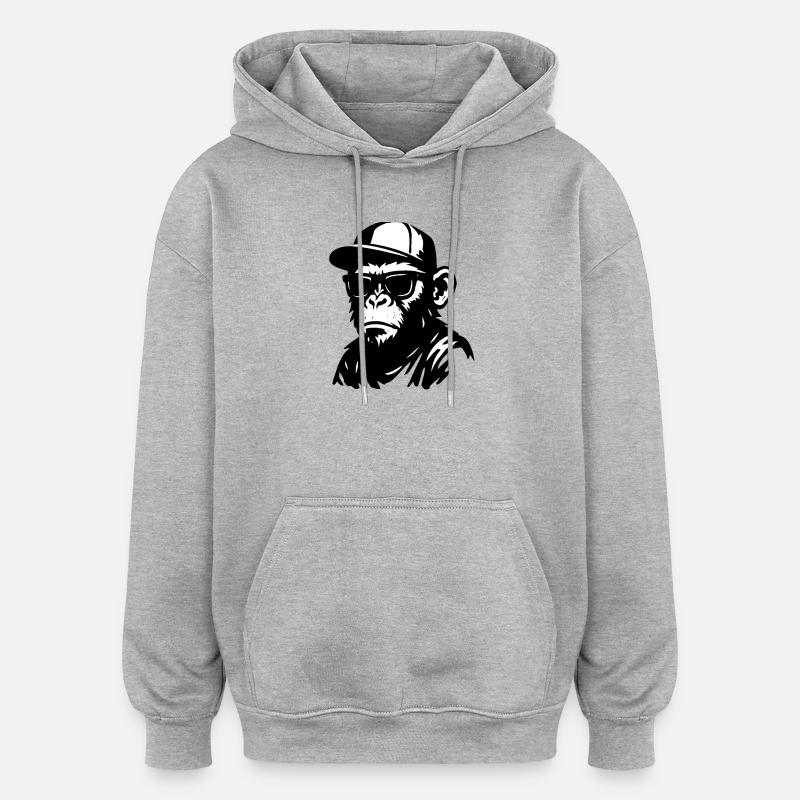 Conception de graffiti de singe urbain - Sweat à capuche oversize unisexe - gris chiné