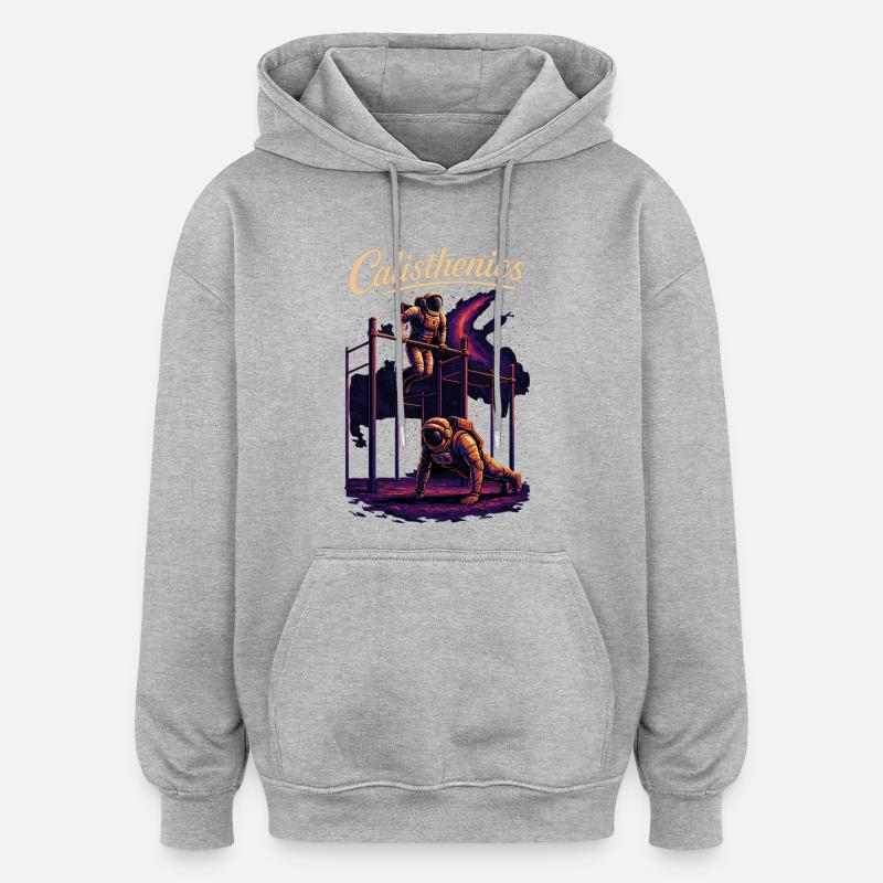 Gymnastique suédoise Astronaute Dips Pompes Cadeau - Sweat à capuche oversize unisexe - gris chiné